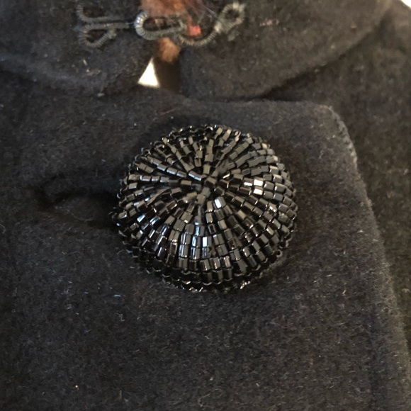 Vintage Black Wool Coat w/Fur Collar - Picture 5 of 15